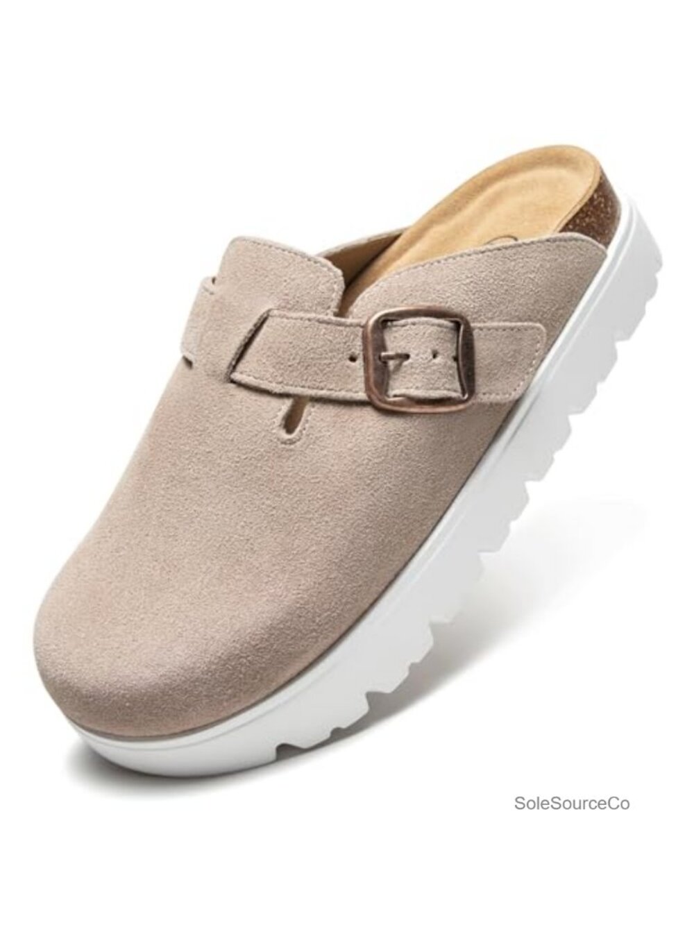 Women's Genuine Leather Slip-On Clogs Non-Slip Mules Platform Sandals